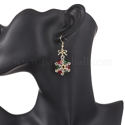 Stainless Steel Glass Snowflake Dangle Earrings&nbsp;EJEW-MZ00604