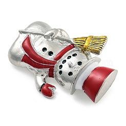 クリスマステーマの合金エナメルブローチ  バックパック服用  雪だるま  プラチナ  43x31mm&nbsp;JEWB-S022-05B-P
