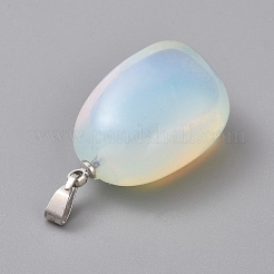 オパールペンダント  プラチナトーンの真鍮パーツ  ナゲット  23~30x13~22x12~20mm  穴：5x3mm&nbsp;G-k302-B23