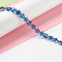 透明なガラスビーズ連  スター  プルシアンブルー  8~8.5x8~8.5x3.5~4mm  穴：1mm&nbsp;X1-GLAA-F112-02H