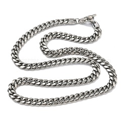 8mm 304ステンレススチール製キューバンリンクチェーン（メンズネックレス）  変色しない  ステンレス鋼色  25.39インチ（64.5cm）&nbsp;NJEW-G193-01P