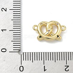 Brass Micro Pave Cubic Zirconia Heart Biscuit Connector Charms&nbsp;KK-G548-06G-02