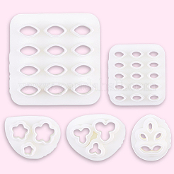 5個5スタイルのプラスチック粘土プレス型  粘土カッター  クレイモデリングツール  DIYイヤリング製作用  フラワー＆リーフ  ホワイト  17.5~37.5x15.5~37.5x11mm  1個/スタイル&nbsp;DIY-SC0031-03