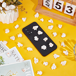 120個 4種類のプラスチックカボション  模造食品  ポップコーン  ホワイト  16~20.5x16~19x13~18mm&nbsp;KY-DR0001-02