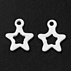 スプレー塗装された201ステンレススチールチャーム  スターのチャーム  ホワイト  10.5x9x1mm  穴：1.2mm&nbsp;STAS-G304-29E