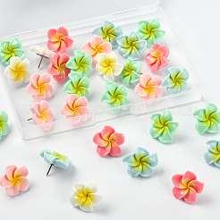 30Pcs Plumeria Resin Cabochon Map Pins&nbsp;AJEW-SC0031-18