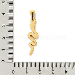 PVD真空メッキ304ステンレスペンダント  スネークチャーム  ゴールドカラー  31x8.5x2mm  穴：7x3.5mm&nbsp;STAS-L275-01B-G
