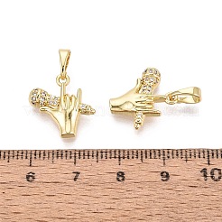 Brass Micro Pave Clear Cubic Zirconia Pendants&nbsp;KK-Q073-03G