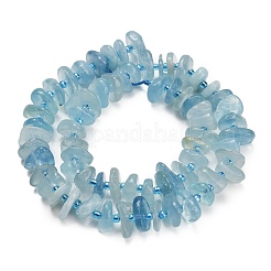 天然石アクアマリンビーズ連売り  ナゲット  シードビーズで  9~12x9~12x3.5~5mm  穴：0.8mm  約63~65個/連  14.76''~15.35''（37.5~39センチメートル）&nbsp;G-Z124-A03-01