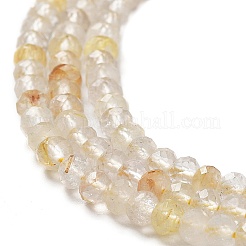 天然石ルチルクォーツビーズ連売り  多面カット  ロンデル  3x2mm  穴：0.6mm  約128~149個/連  15.35''（39センチメートル）&nbsp;G-J400-C11-02