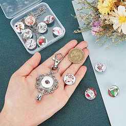 半円ペンダントネックレスのDIYキット  真鍮とガラスのスナップボタンを含む  合金キーホルダーのパーツ  304ステンレススチールアズキチェーンネックレス  クリスマステーマの模様  14個/箱&nbsp;DIY-SC0019-99G