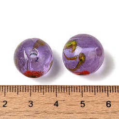 手作りの透明ランプワークビーズ  ラウンド  プラム  15.5~16mm  穴：3mm&nbsp;LAMP-C016-04E-04