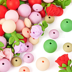 48Pcs 14 Styles Flower Silicone Beads&nbsp;SIL-TA0003-32