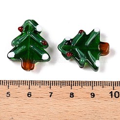手作りランプワークビーズ  クリスマスツリー  グリーン  25~27x20~21x9~11mm  穴：0.8~1.6mm  約20個/連  20.67インチ（52.5cm）&nbsp;LAMP-N021-026