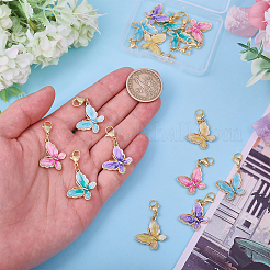 15Pcs 5 Colors Butterfly Alloy Enamel Pendant Decoration&nbsp;HJEW-CA00040