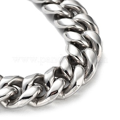変色しない304ステンレススチール製キューバンリンクチェーンブレスレット、男女兼用  ステンレス鋼色  9-1/8インチ（23.1cm）&nbsp;BJEW-D031-16P