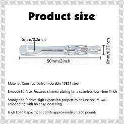 天井用スチールアイラグネジ1010本  10b21スチールアイ遅延ドライバー付き  ステンレス鋼色  52.5x9x6.5mm  穴：5mm&nbsp;FIND-DL0001-03