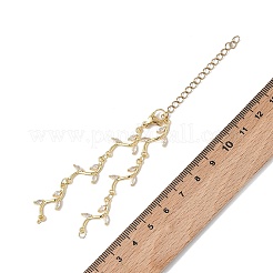 Brass Pave Clear Cubic Zirconia Leafy Branch Link Chain Bracelet Making&nbsp;AJEW-JB01613