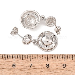 Half Round Brass Dangle Stud Earrings&nbsp;EJEW-D351-04P