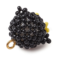 シードビーズ ビーズチャーム  鉄ループ付き  ペンギンペンダント  ブラック  18x17.5x14mm  穴：2mm&nbsp;PALLOY-MZ00317