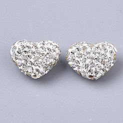 樹脂粘土ラインストーンビーズ  ハート  クリスタル  pp10（1.6~1.7)  7列ラインストーン  10x12x6mm  穴：1mm&nbsp;RB-S055-26A-03