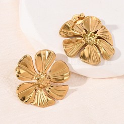 バレンタインデー 304ステンレススチールスタッドピアス  花  ゴールドカラー  26x25.5mm&nbsp;EJEW-C184-01B-G