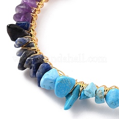 Natural & Synthetic Mixed Stone Chips Beads Bangles&nbsp;BJEW-JB05651-01