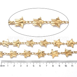 304ステンレススチールチェーン  溶接されていない  スター  ゴールドカラー  20x15.5x2mm&nbsp;CHS-C023-01F-G