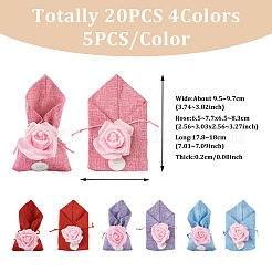 20Pcs 4 Colors Polyester Ramie Blended Yarn Jewelry Drawstring Gift Bags&nbsp;ABAG-BT0001-05