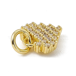 Brass Micro Pave Clear Cubic Zirconia Heart Charms&nbsp;ZIRC-F132-72G