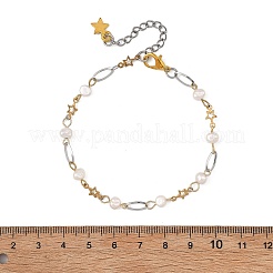 304 Stainless Steel & Natural Cultured Freshwater Pearl Link Chains Bracelets for Women&nbsp;BJEW-JB13908