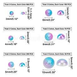 ABSプラスチックとアクリル製の模造真珠カボション  半円  ミックスカラー  3~10x1.5~5mm  約3610個/箱&nbsp;SACR-PH0006-06