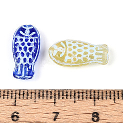 プリントガラスビーズ  魚  ミックスカラー  15x7x4mm  穴：1.2mm&nbsp;GLAA-T025-40M