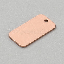 真鍮チャーム  長方形  ローズゴールド  20x10x1mm  穴：1.4mm&nbsp;KK-WH20019-002B-RG