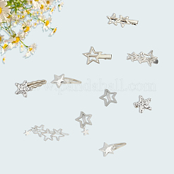 10Pcs 10 Styles Star Iron & Cloth Snap Hair Clips and Iron Alligator Hair Clips&nbsp;PHAR-CY0001-07