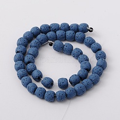 Round Synthetic Lava Rock Dyed Beads Strands&nbsp;G-N0105-21
