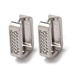 304ステンレススチールの長方形フープピアス  316ステンレス鋼  プラチナ  18.5x13x6mm&nbsp;EJEW-D331-15P