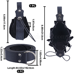 Men's Viking PU Leather Belt Chain with Belt Pouch Renaissance&nbsp;DIY-WH0504-46B