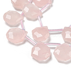 天然石ローズクォーツビーズ連売り  トップ掘削  ティアドロップ  多面カット  15x13x5mm  穴：0.8mm  約24個/連  15.35''~16.14''（39~41センチメートル）&nbsp;G-P544-C06-01