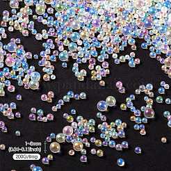 バブルビーズ  DIYの3 Dネイルアートの装飾ミニガラスビーズ  小さなキャビアネイルビーズ  クリアAB  1~3mm&nbsp;GLAA-TAC0016-15