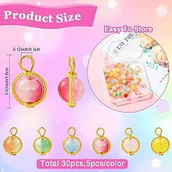 30Pcs 6 Colors Glass Pendants&nbsp;PALLOY-YW00183