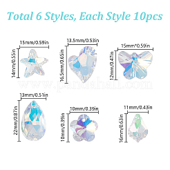 60Pcs 6 Styles Glass Charms&nbsp;GLAA-GO0001-24