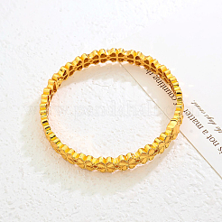 女性用花柄真鍮ヒンジ付きバングル  18KGP本金メッキ  内径：2-3/8インチ（6cm）&nbsp;IT2697