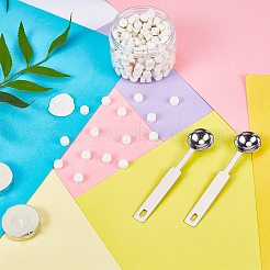 レトロシーリングスタンプ用シーリングワックス粒子キット  ステンレス鋼スプーン  ろうそく  プラスチック製の空の容器  ホワイト  307個/セット&nbsp;DIY-CP0003-50F