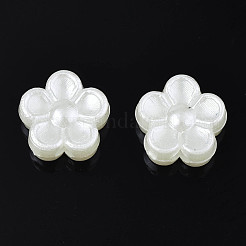 ABSプラスチックパール調ビーズ  花  乳白色  8.5x8.5x4mm  穴：1.8mm&nbsp;X-OACR-S020-14