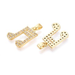 Brass Micro Pave Clear Cubic Zirconia Pendants&nbsp;KK-T075-84G