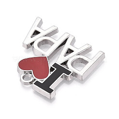 合金エナメルチャーム  パパ大好きという言葉  カドミウムフリー＆鉛フリー  プラチナ  33x37.5x3mm  穴：2.8mm&nbsp;LS-ENAM-N067-03P