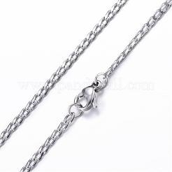 304ステンレススチールカーブチェーンネックレス  カニカン付き  ミックスカラー  19.7インチ（50cm）  2mm&nbsp;NJEW-P147-05