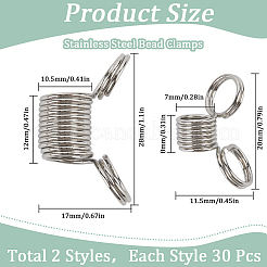 60Pcs 2 Styles Stainless Steel Spring Bead Clamps for Beading Jewelry Making&nbsp;FIND-SC0009-62