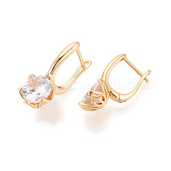 真鍮マイクロパヴェクリアキュービックジルコニアフラワーフープピアス  18KGP本金メッキ  21x11x9mm&nbsp;EJEW-T048-29G